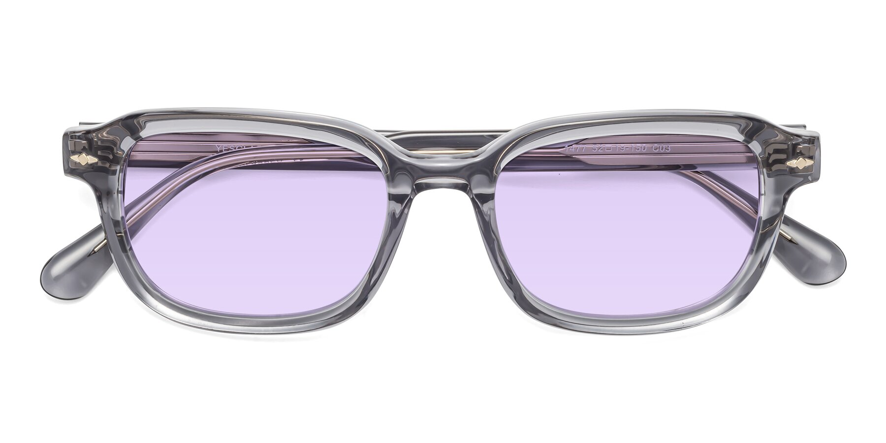 Folded Front of 1477 in Gray with Light Purple Tinted Lenses