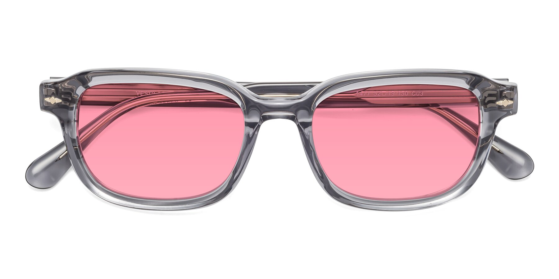 Folded Front of 1477 in Gray with Pink Tinted Lenses
