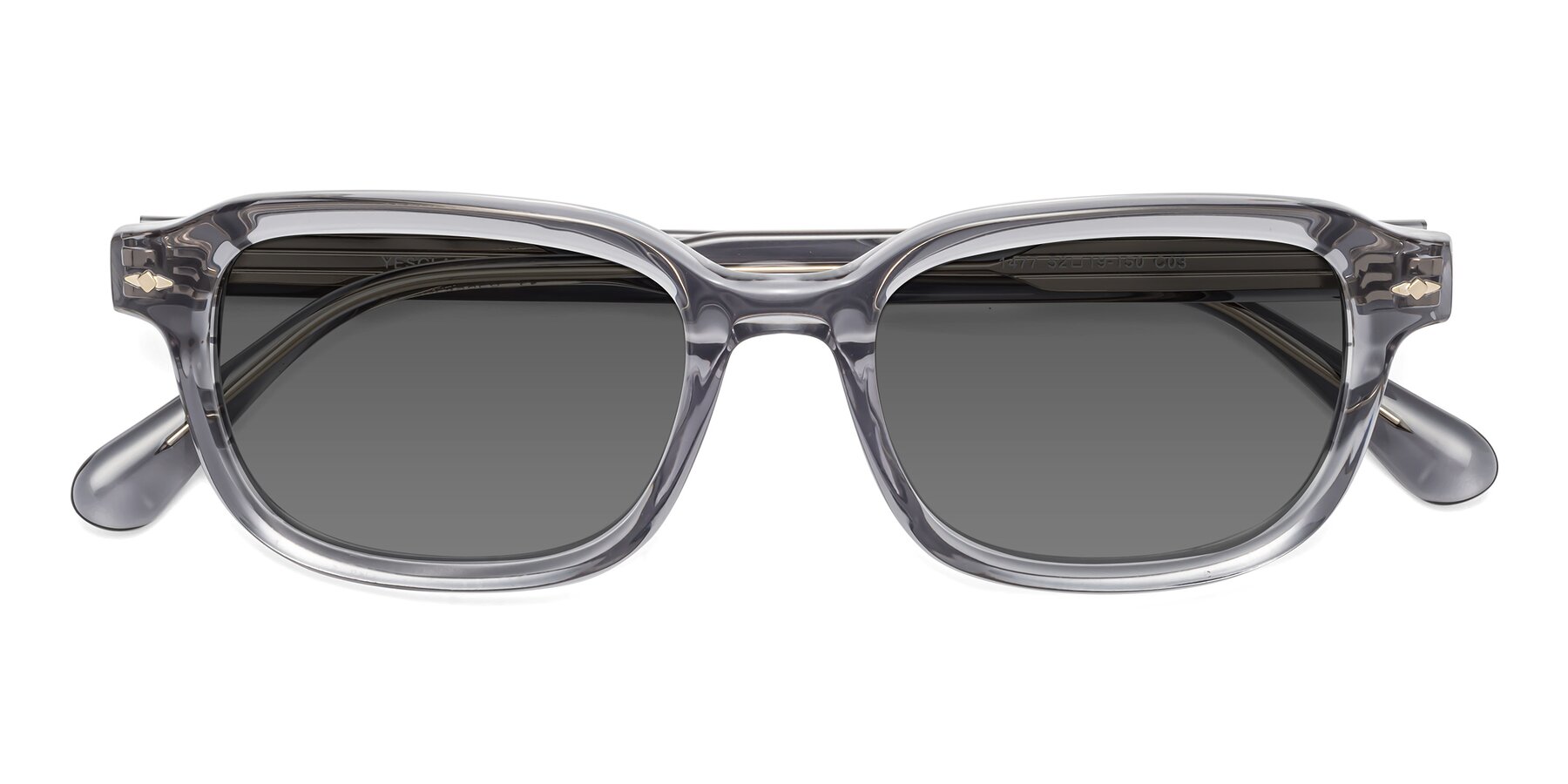 Folded Front of 1477 in Gray with Medium Gray Tinted Lenses