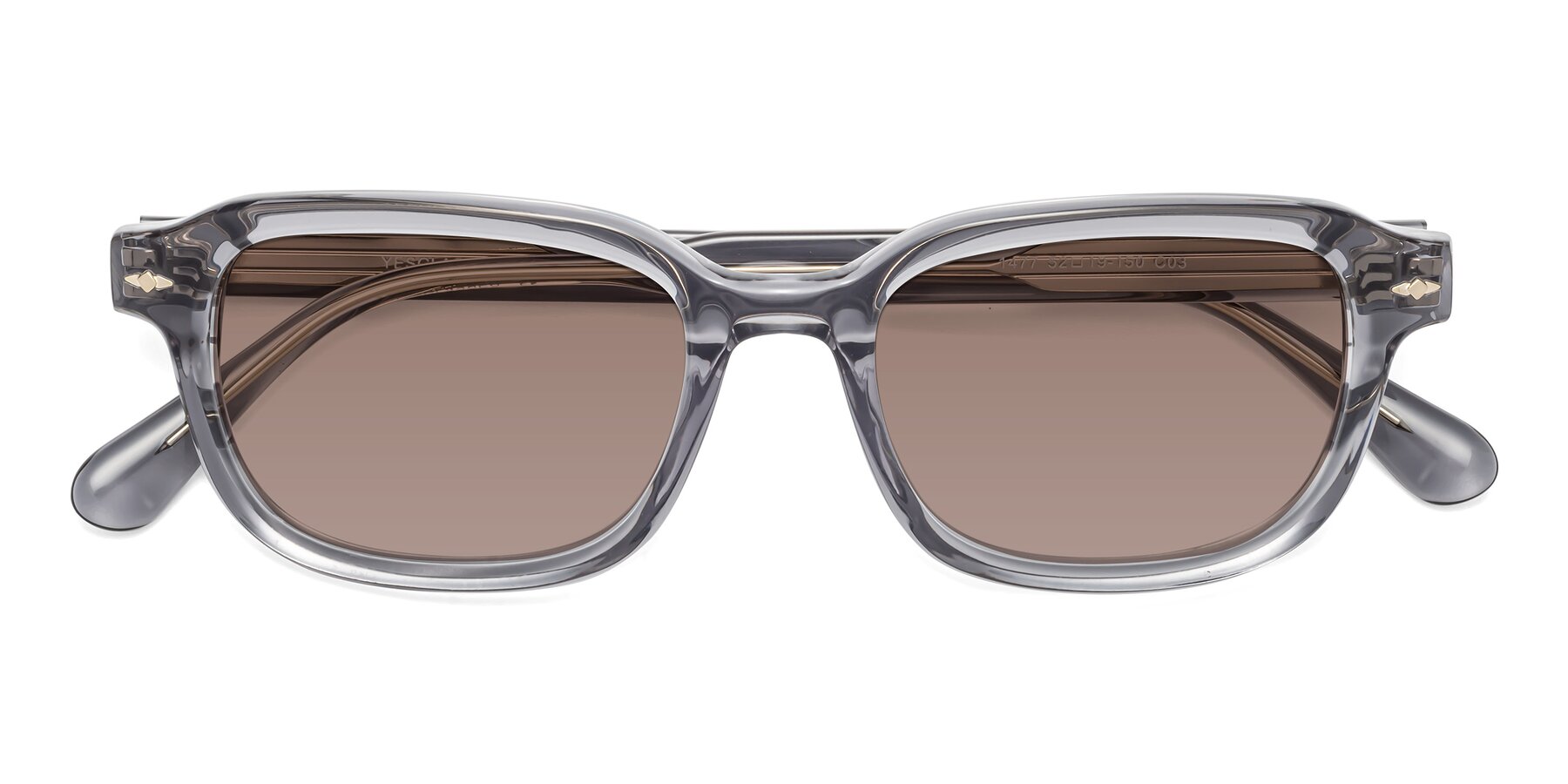 Folded Front of 1477 in Gray with Medium Brown Tinted Lenses
