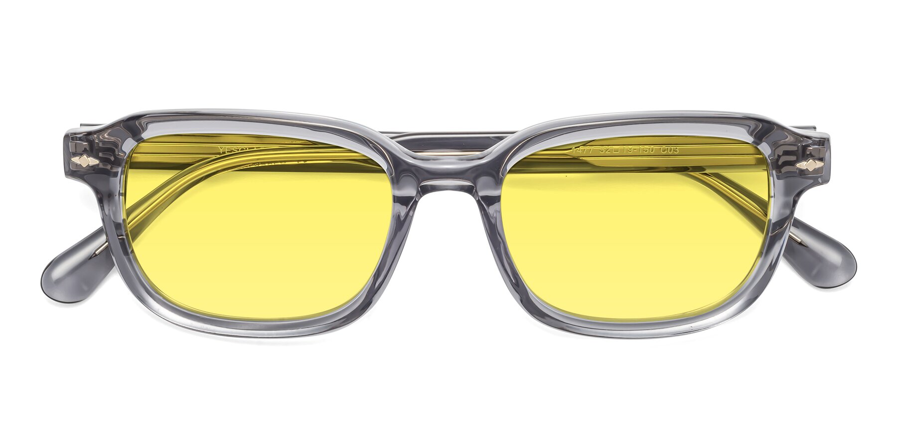 Folded Front of 1477 in Gray with Medium Yellow Tinted Lenses