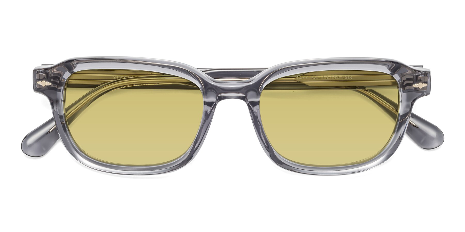 Folded Front of 1477 in Gray with Medium Champagne Tinted Lenses