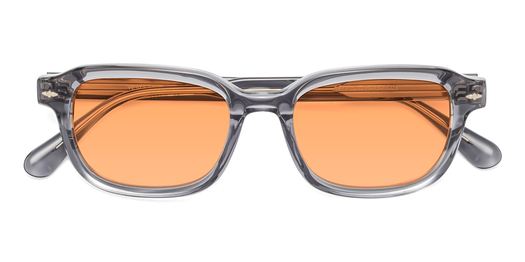 Folded Front of 1477 in Gray with Medium Orange Tinted Lenses