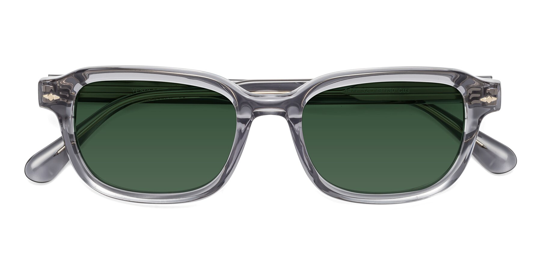 Folded Front of 1477 in Gray with Green Tinted Lenses