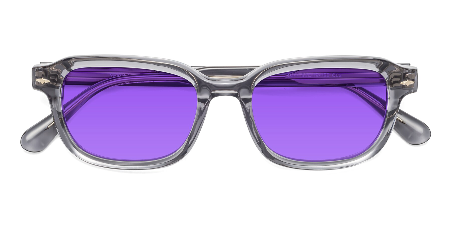 Folded Front of 1477 in Gray with Purple Tinted Lenses