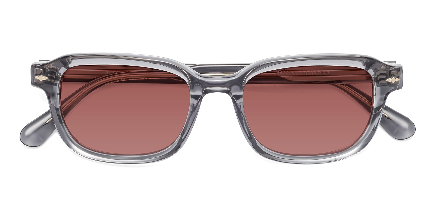 Folded Front of 1477 in Gray with Garnet Tinted Lenses