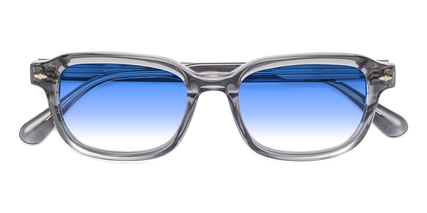 Folded Front of 1477 in Gray with Blue Gradient Lenses