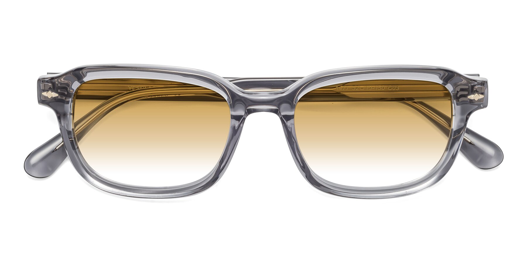 Folded Front of 1477 in Gray with Champagne Gradient Lenses