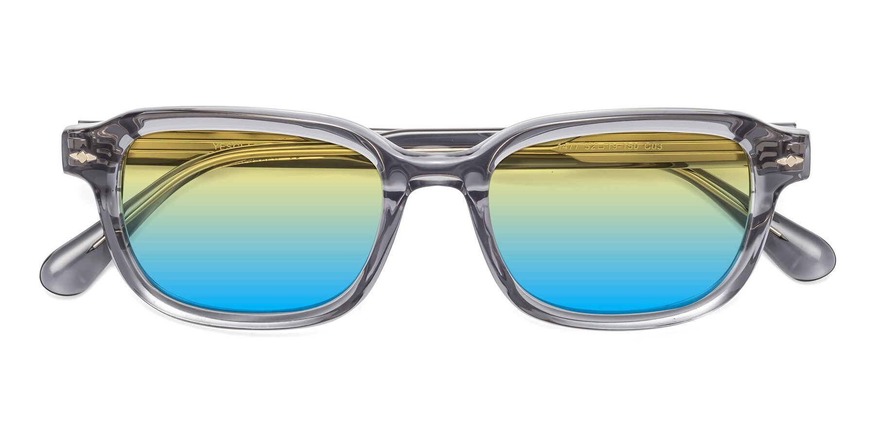 Folded Front of 1477 in Gray with Yellow / Blue Gradient Lenses