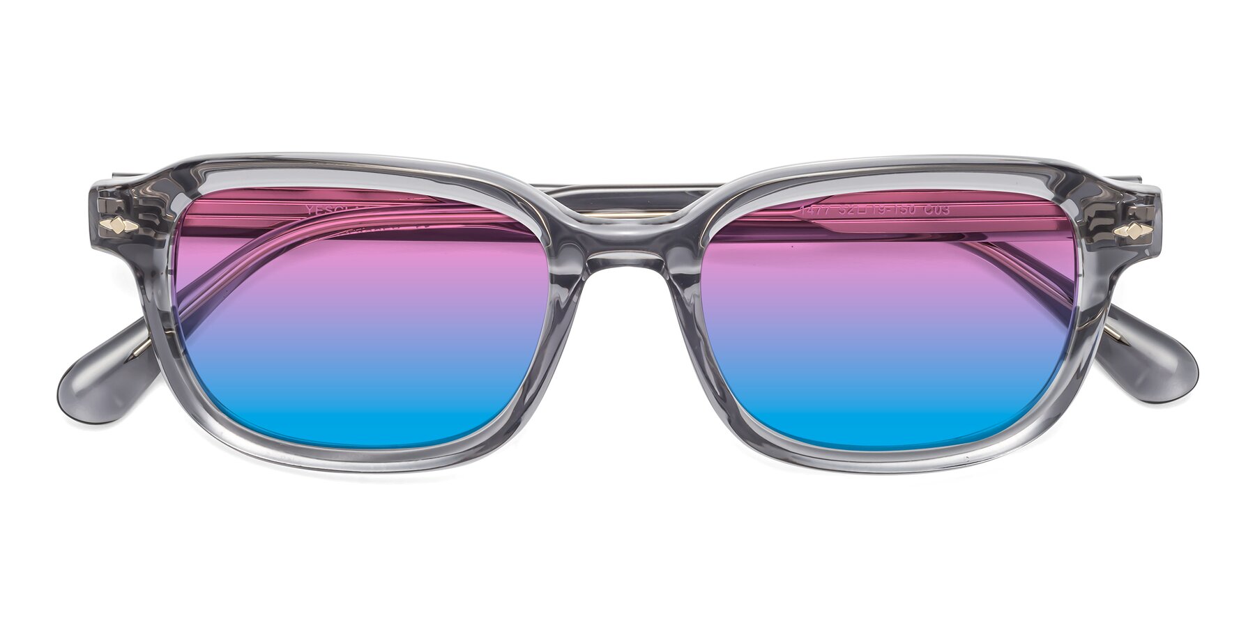 Folded Front of 1477 in Gray with Pink / Blue Gradient Lenses