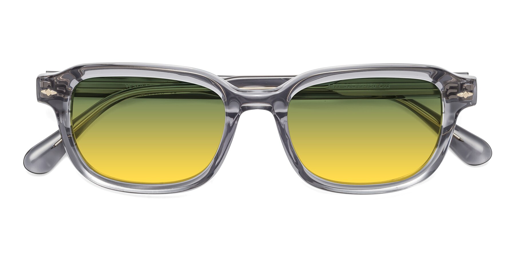 Folded Front of 1477 in Gray with Green / Yellow Gradient Lenses