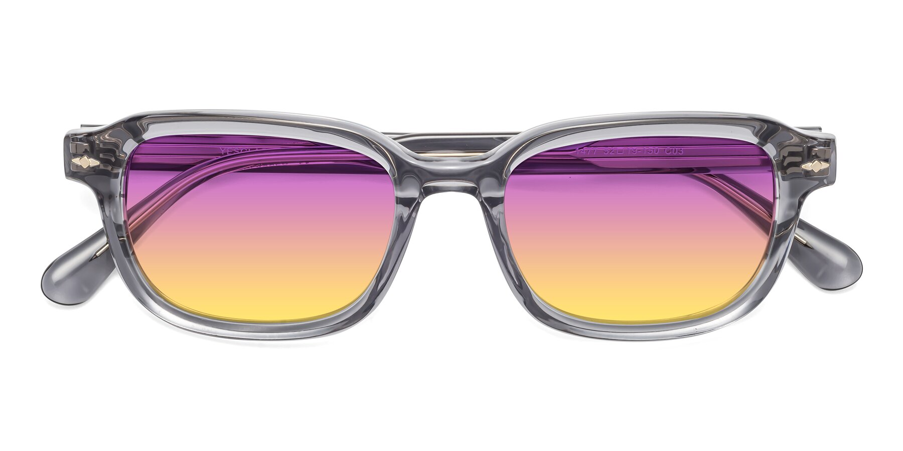 Folded Front of 1477 in Gray with Purple / Yellow Gradient Lenses