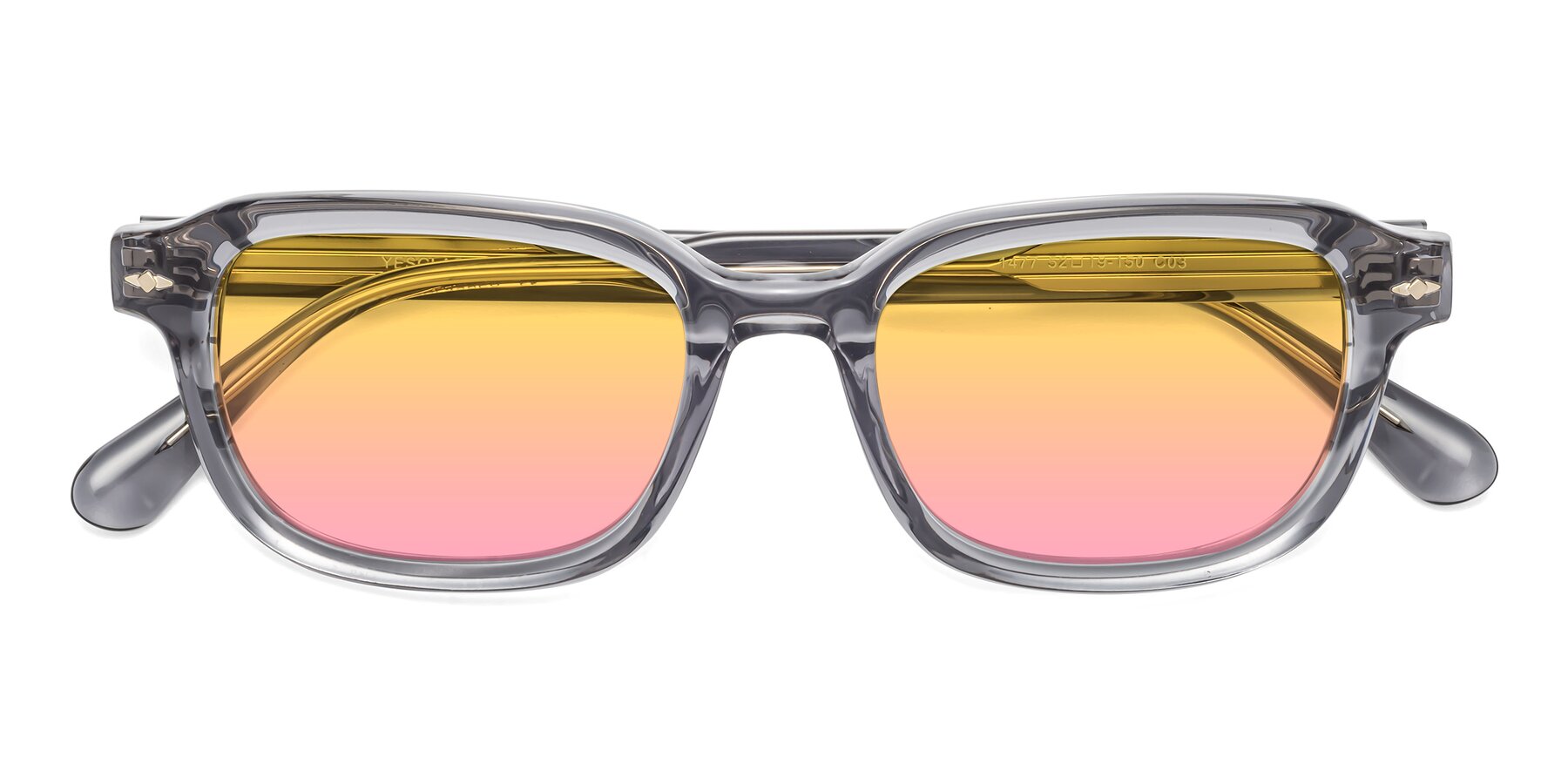 Folded Front of 1477 in Gray with Yellow / Pink Gradient Lenses