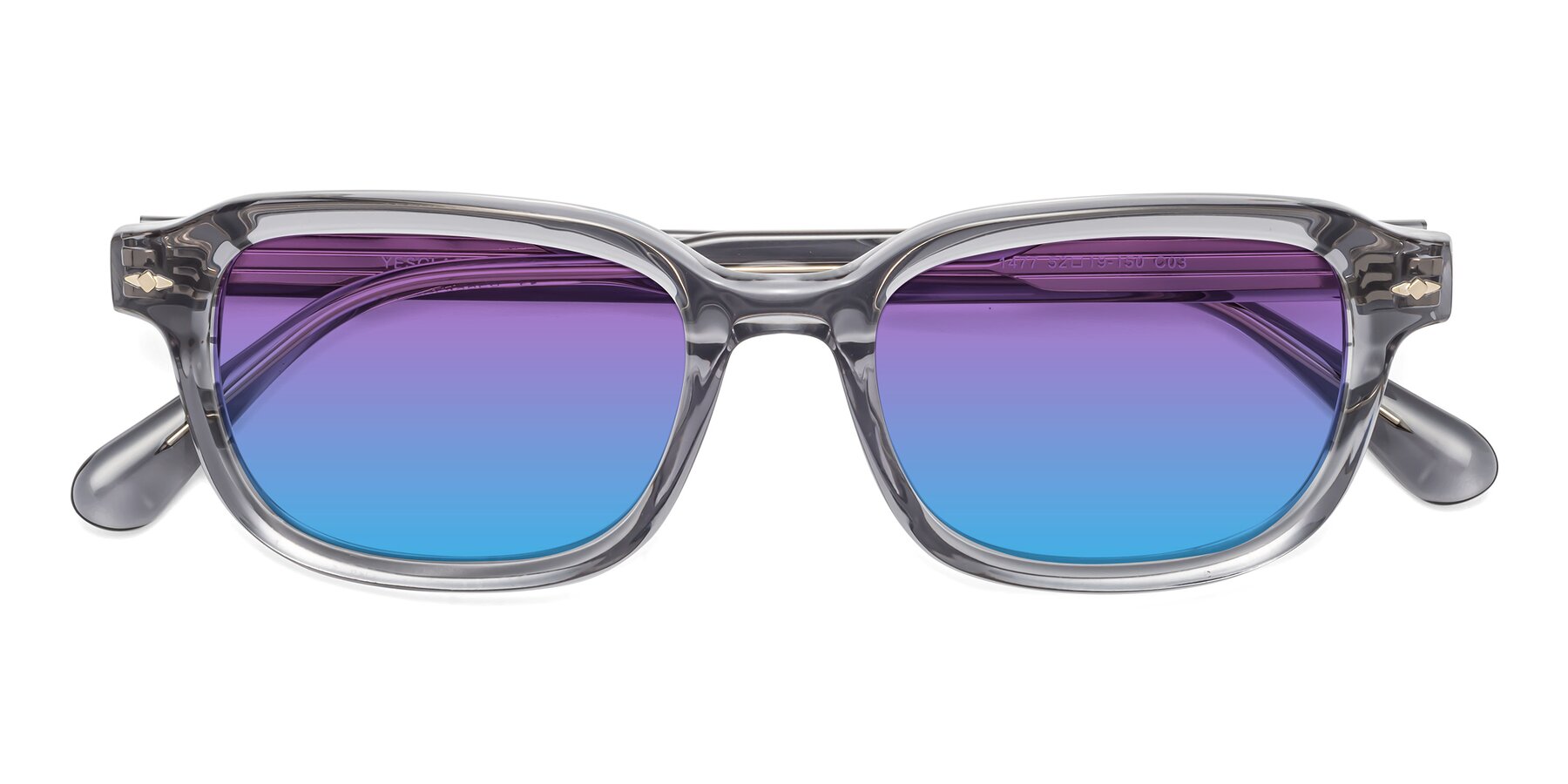 Folded Front of 1477 in Gray with Purple / Blue Gradient Lenses