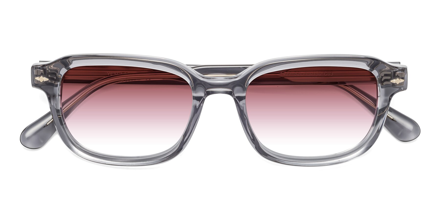 Folded Front of 1477 in Gray with Garnet Gradient Lenses