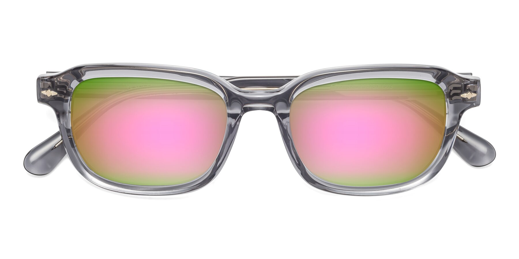 Folded Front of 1477 in Gray with Pink Mirrored Lenses