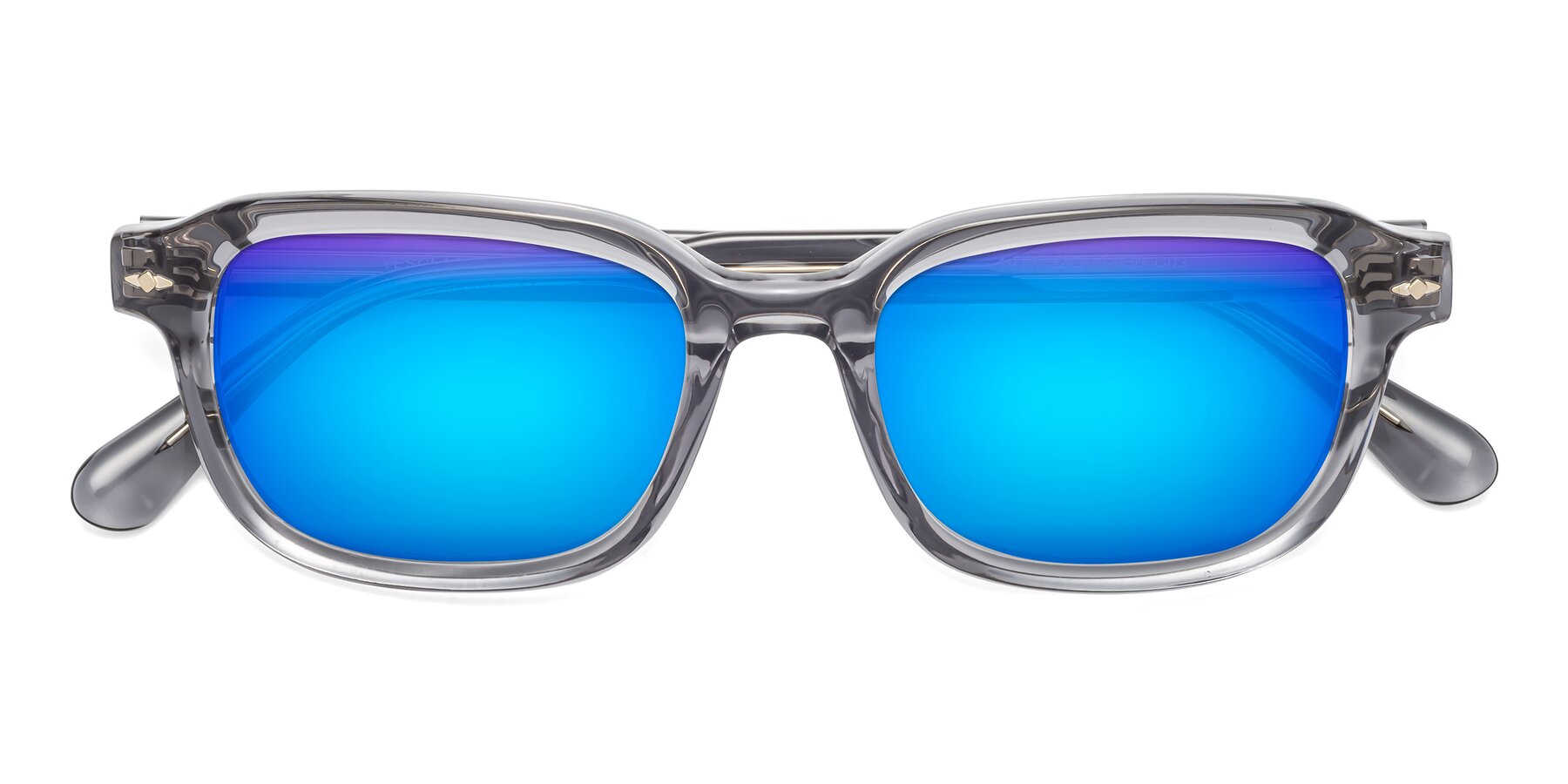 Folded Front of 1477 in Gray with Blue Mirrored Lenses