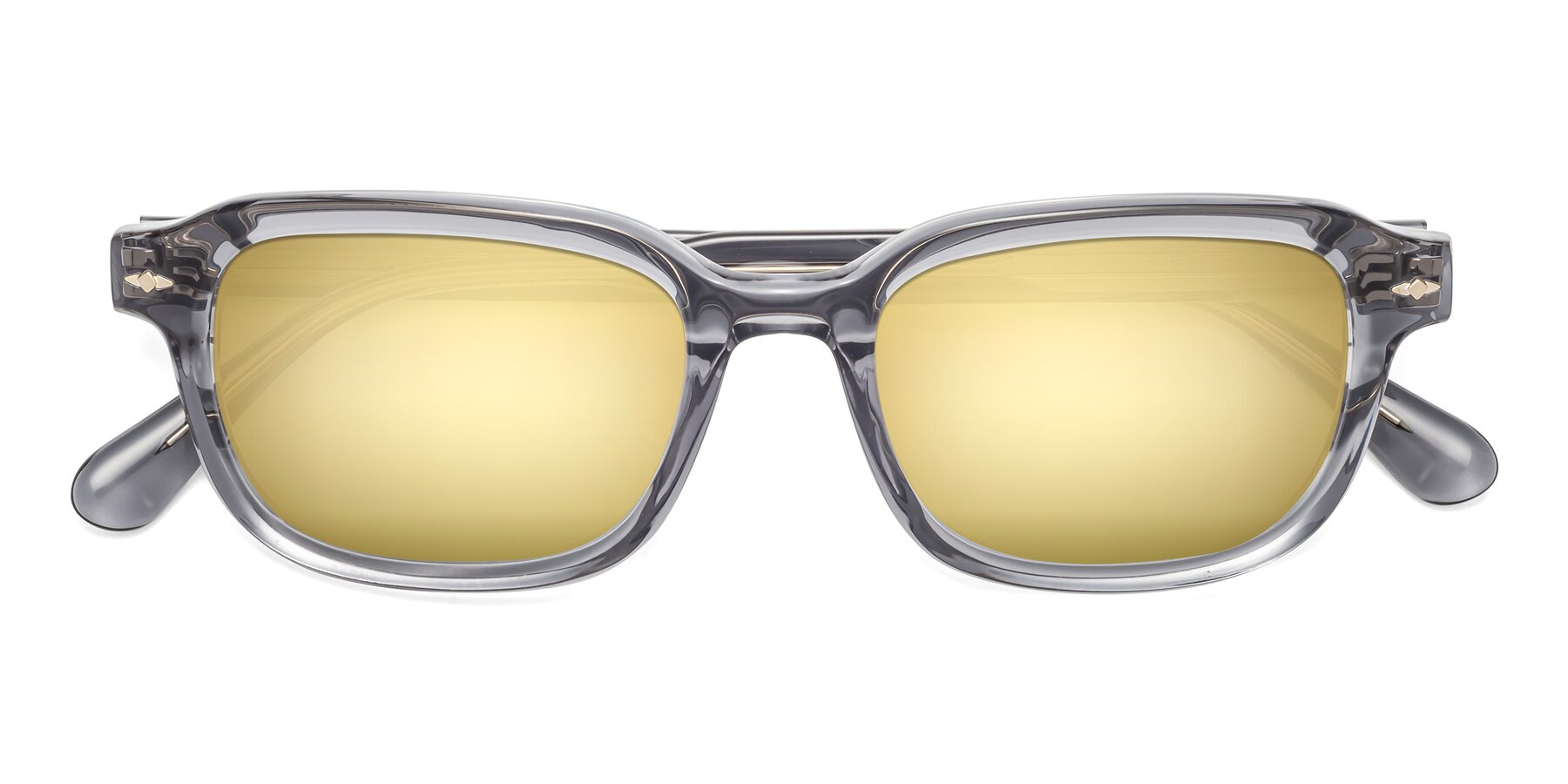 Folded Front of 1477 in Gray with Gold Mirrored Lenses