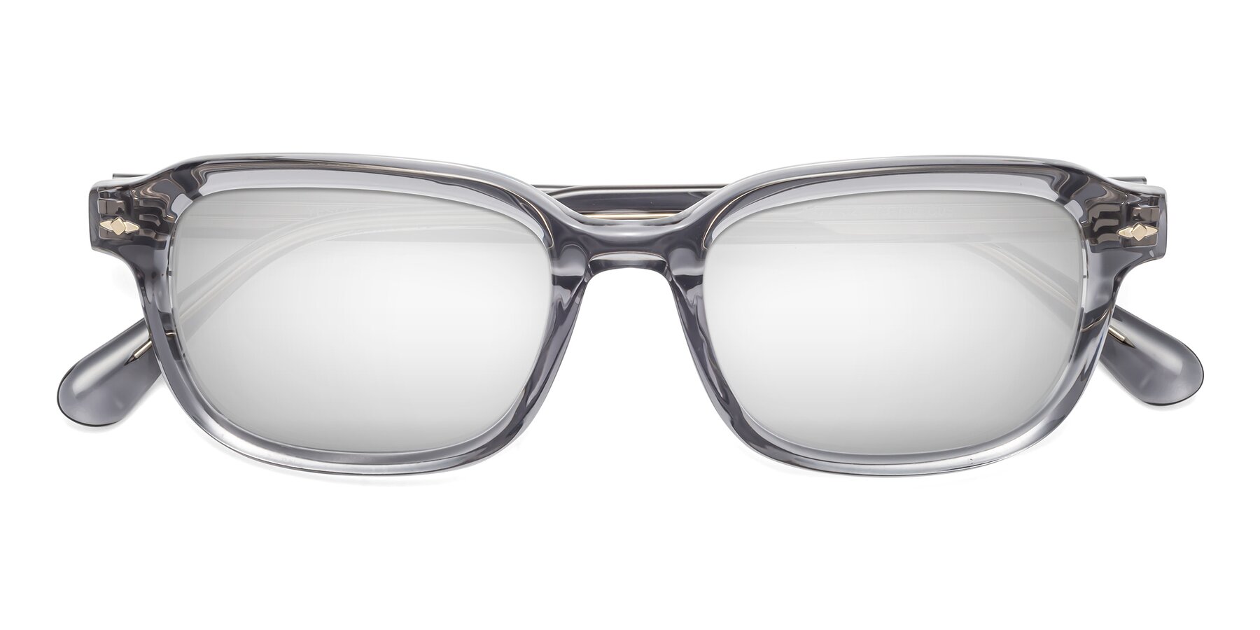 Folded Front of 1477 in Gray with Silver Mirrored Lenses