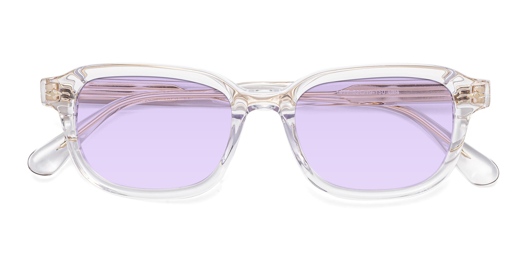 Folded Front of 1477 in Clear with Light Purple Tinted Lenses