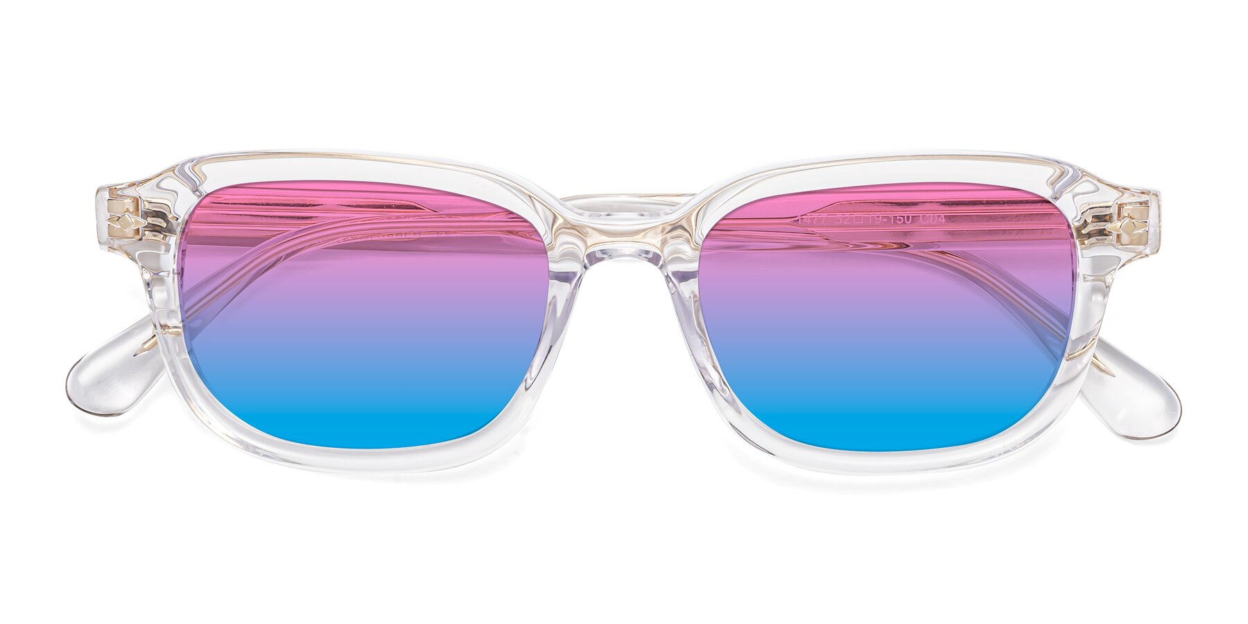 Folded Front of 1477 in Clear with Pink / Blue Gradient Lenses