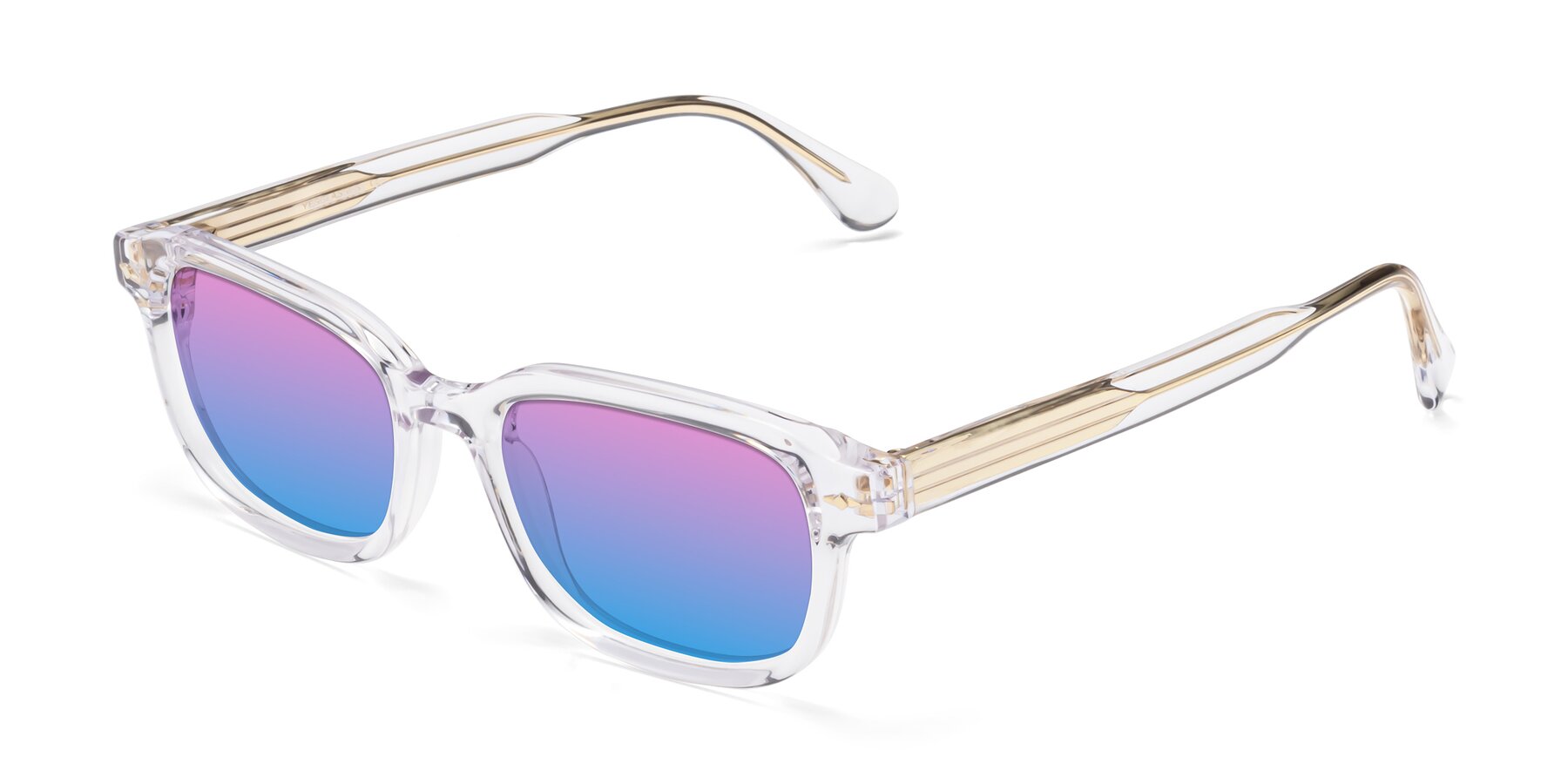 Angle of 1477 in Clear with Pink / Blue Gradient Lenses