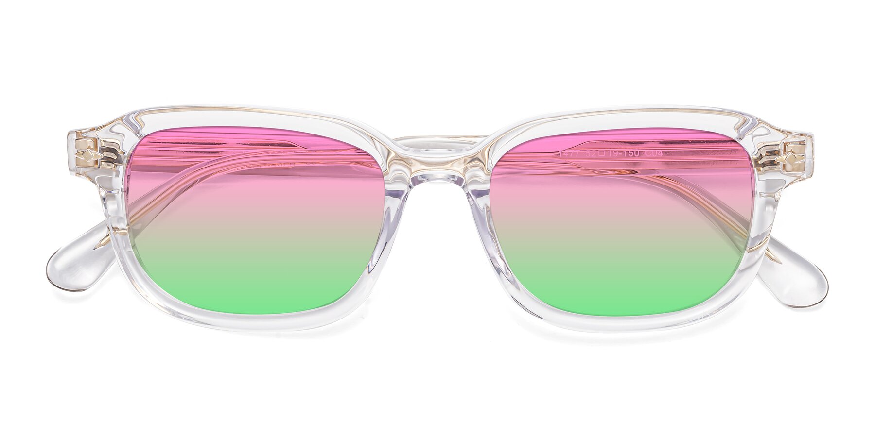 Folded Front of 1477 in Clear with Pink / Green Gradient Lenses