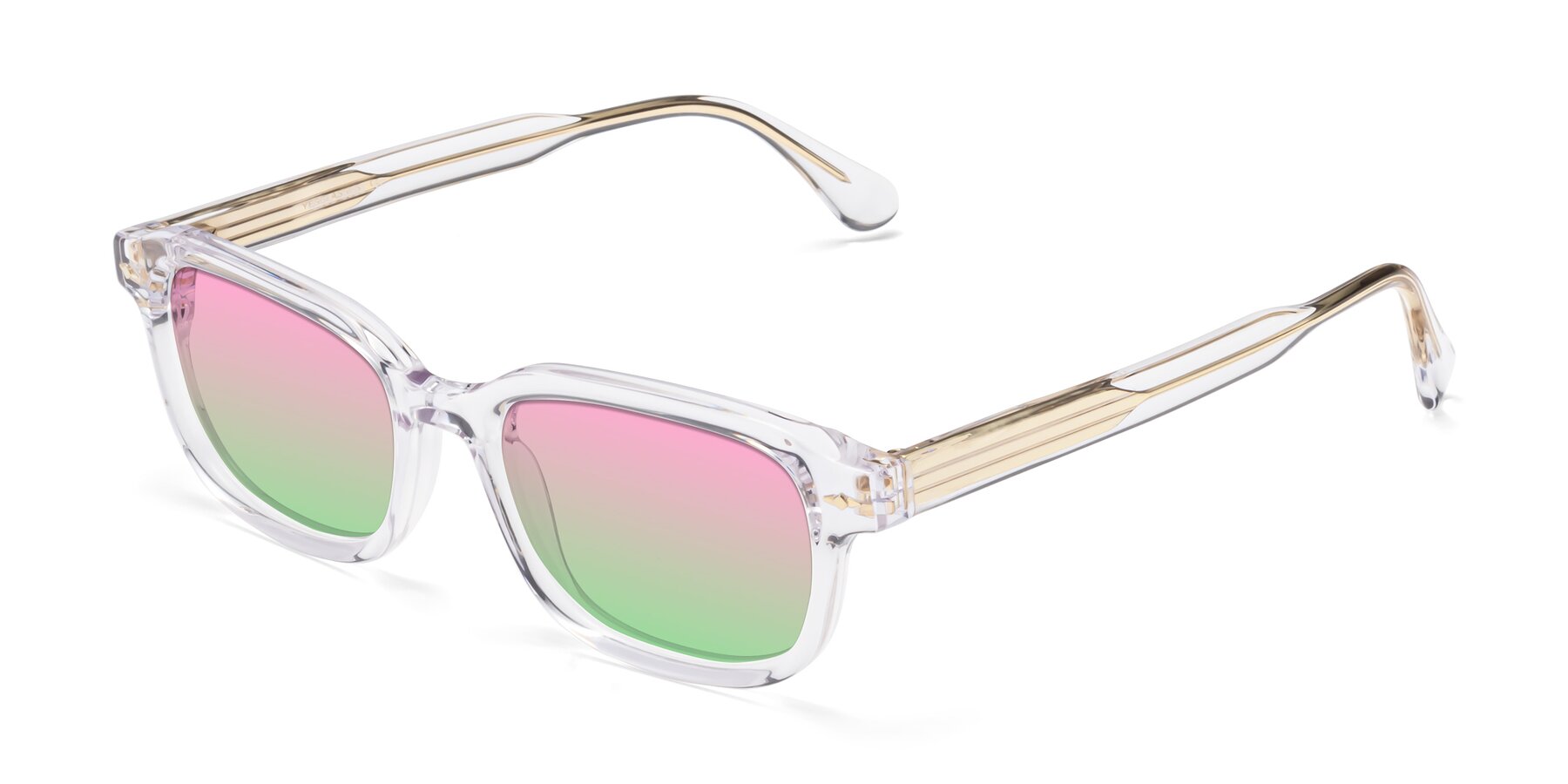 Angle of 1477 in Clear with Pink / Green Gradient Lenses