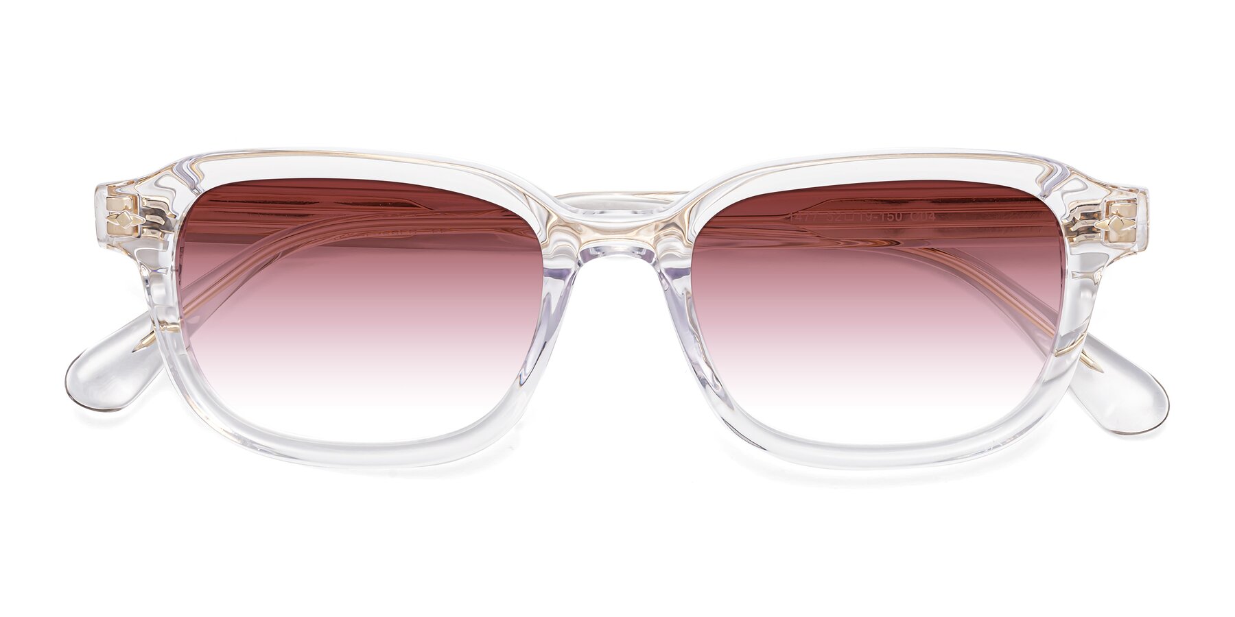 Folded Front of 1477 in Clear with Garnet Gradient Lenses