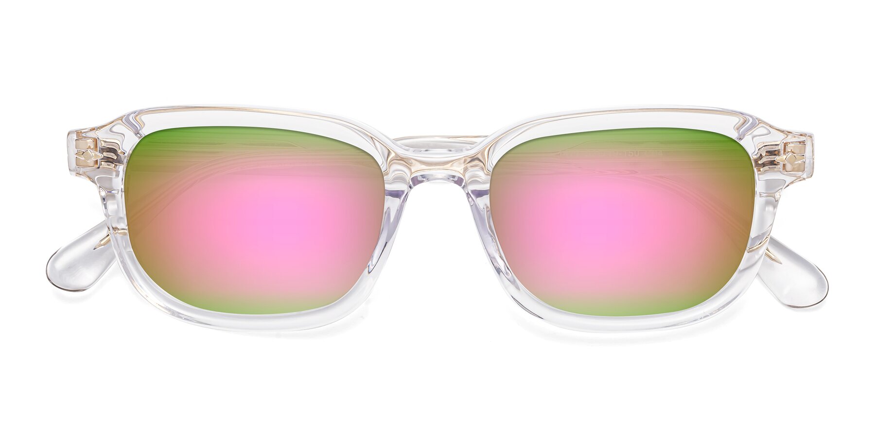 Folded Front of 1477 in Clear with Pink Mirrored Lenses