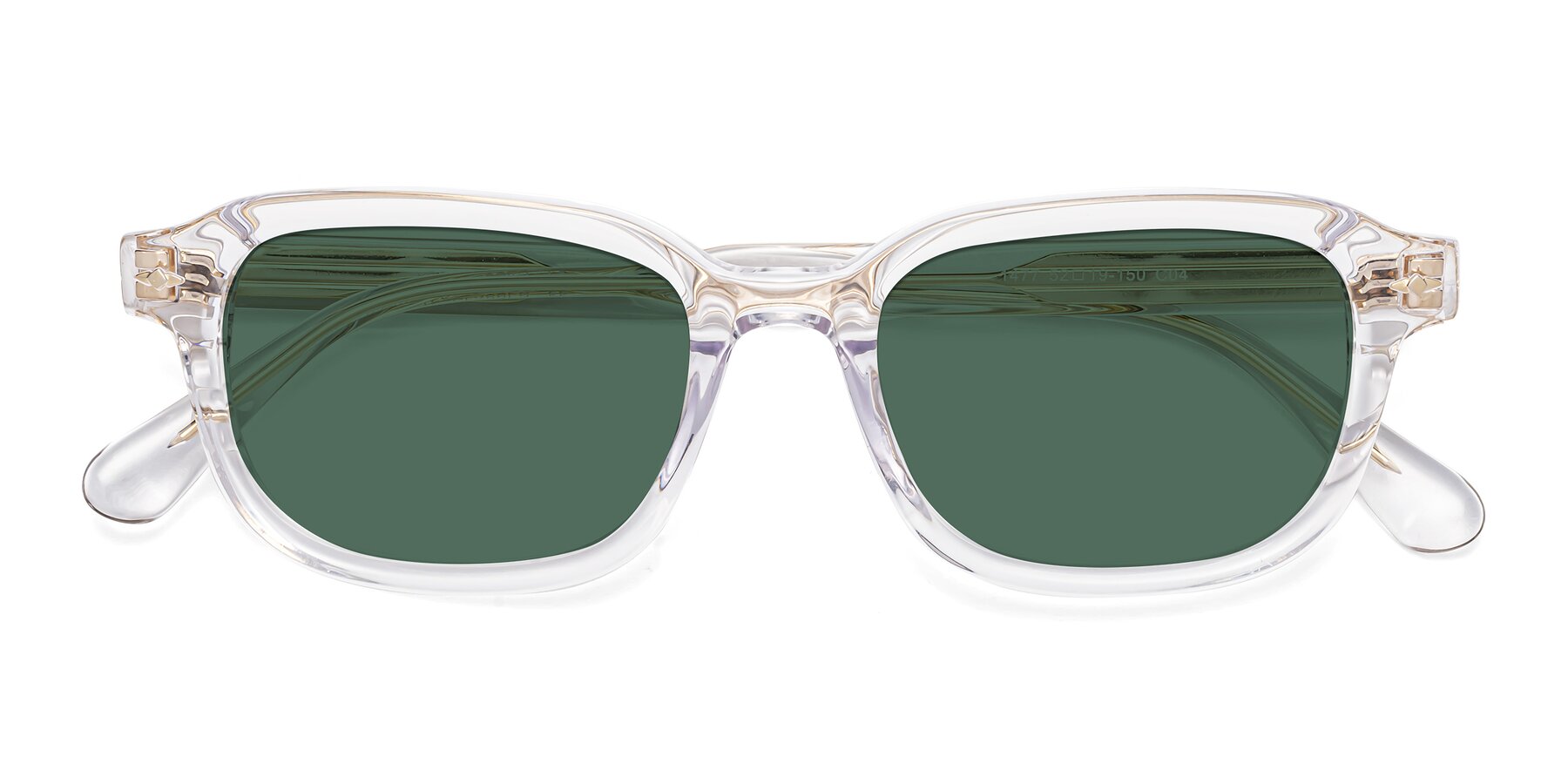 Folded Front of 1477 in Clear with Green Polarized Lenses