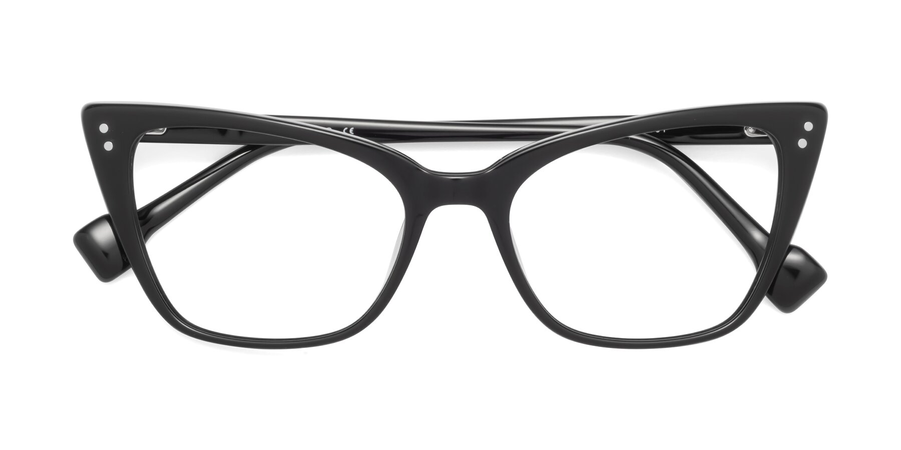 Folded Front of 1491 in Black with Clear Blue Light Blocking Lenses