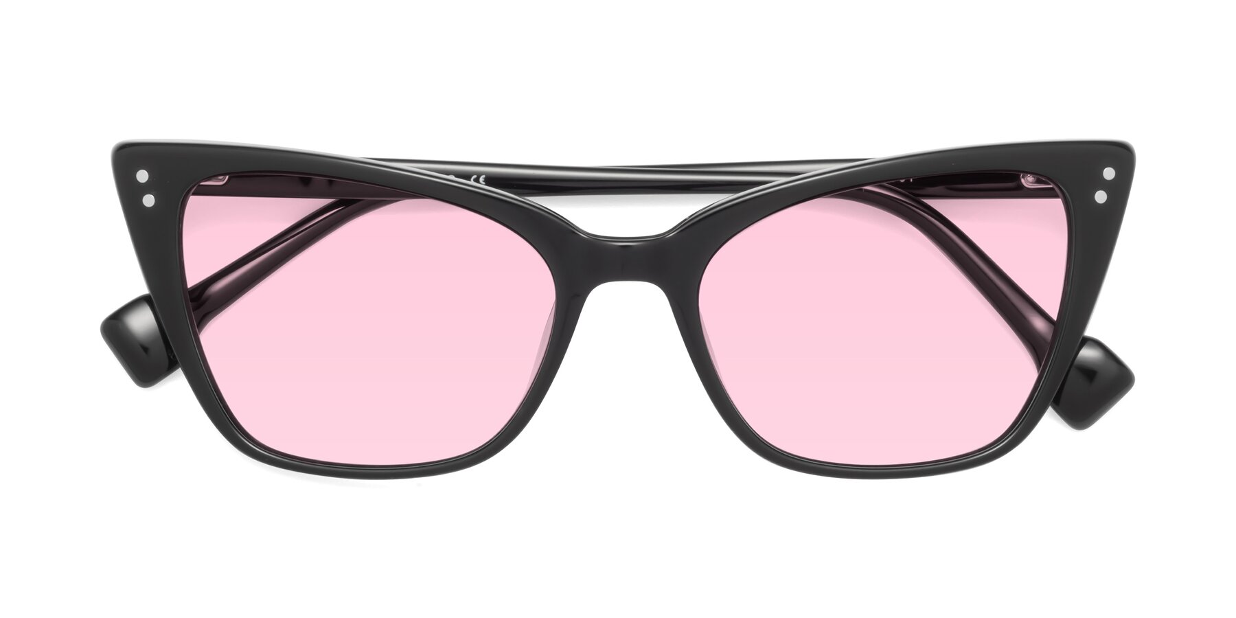 Folded Front of 1491 in Black with Light Pink Tinted Lenses