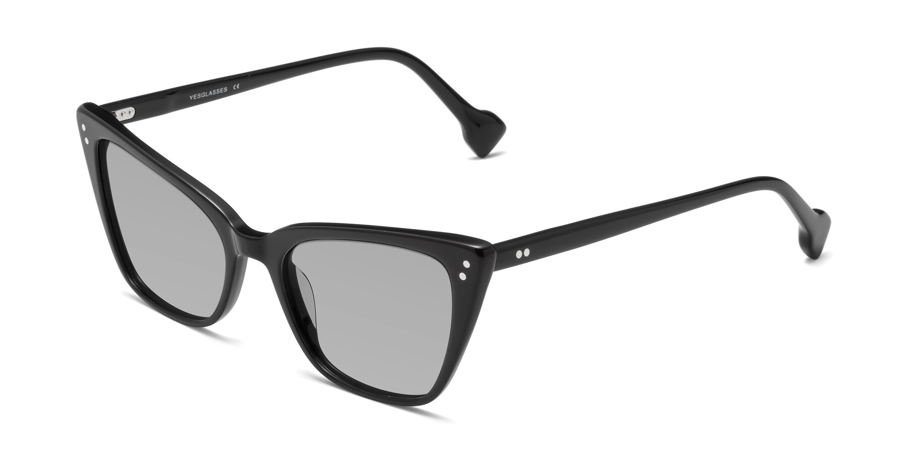 Angle of 1491 in Black with Light Gray Tinted Lenses