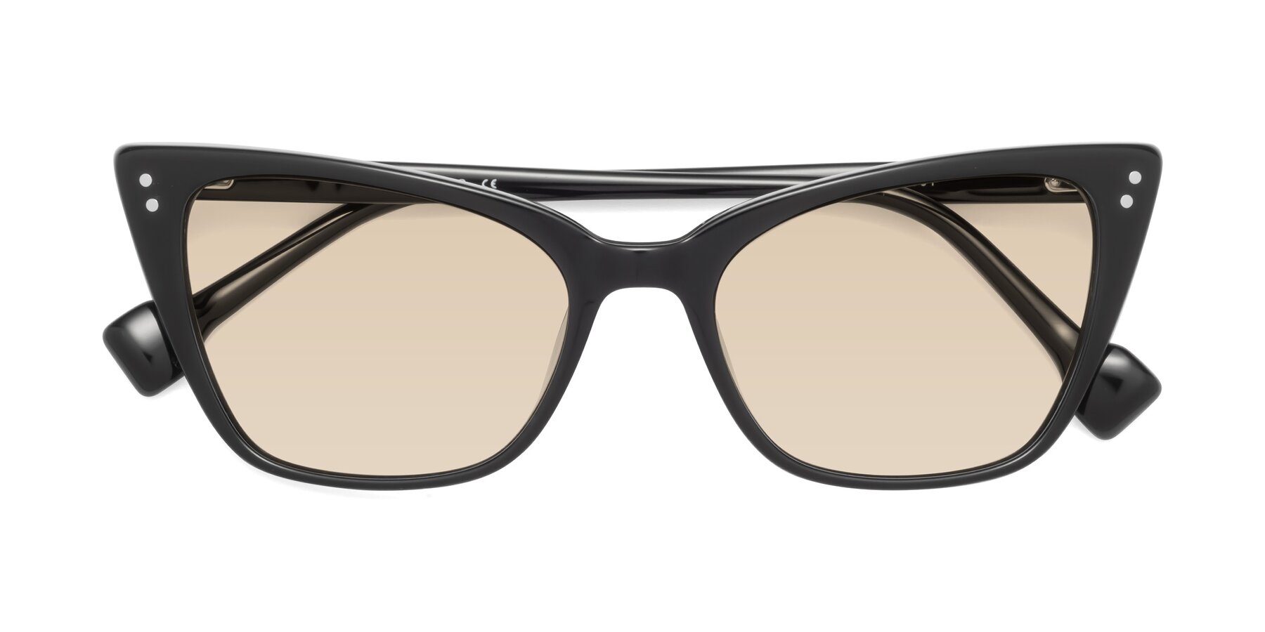 Folded Front of 1491 in Black with Light Brown Tinted Lenses