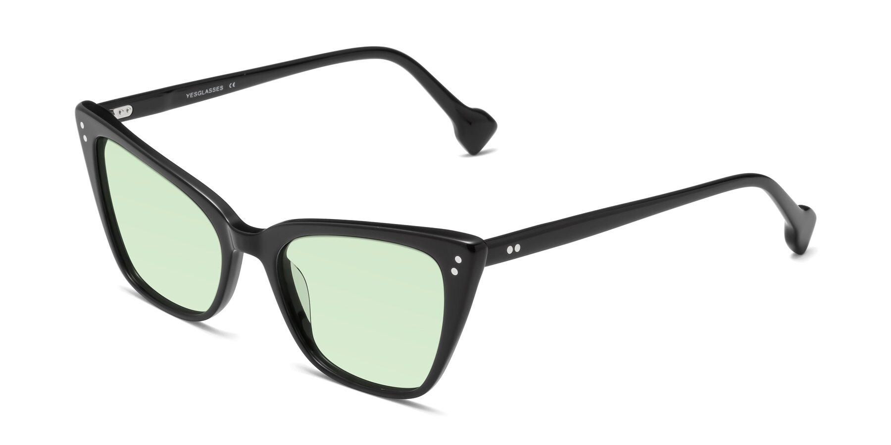 Angle of 1491 in Black with Light Green Tinted Lenses
