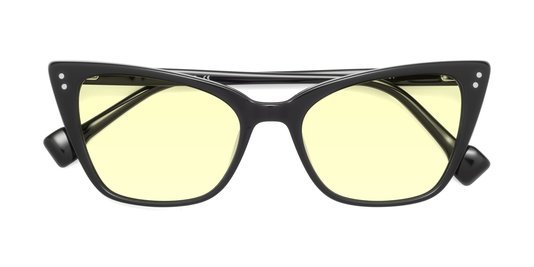 Folded Front of 1491 in Black with Light Yellow Tinted Lenses