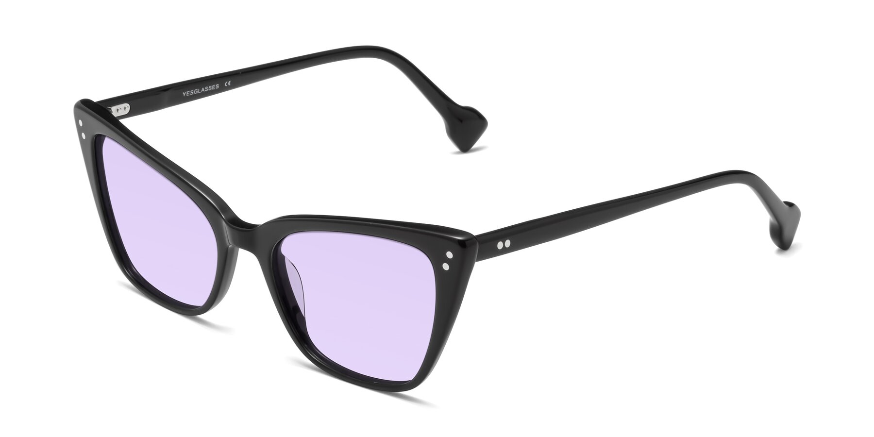 Angle of 1491 in Black with Light Purple Tinted Lenses