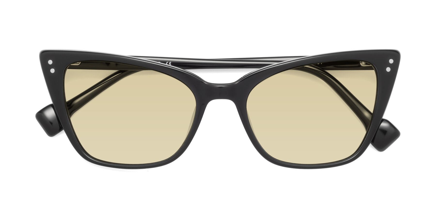 Folded Front of 1491 in Black with Light Champagne Tinted Lenses