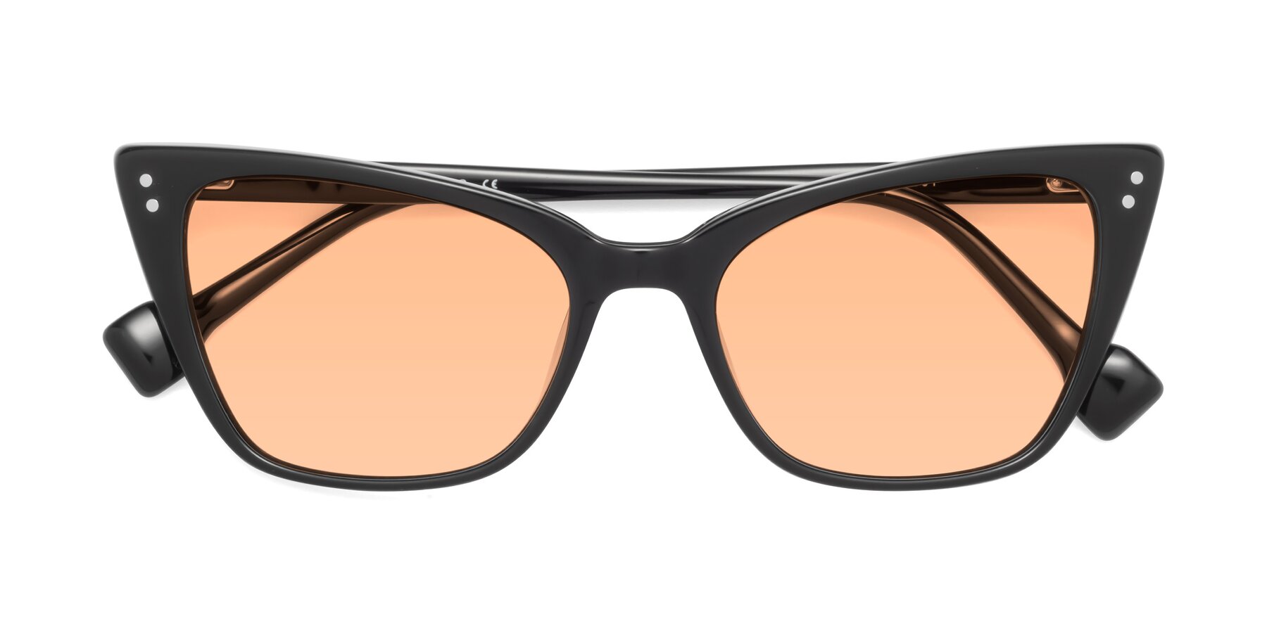 Folded Front of 1491 in Black with Light Orange Tinted Lenses