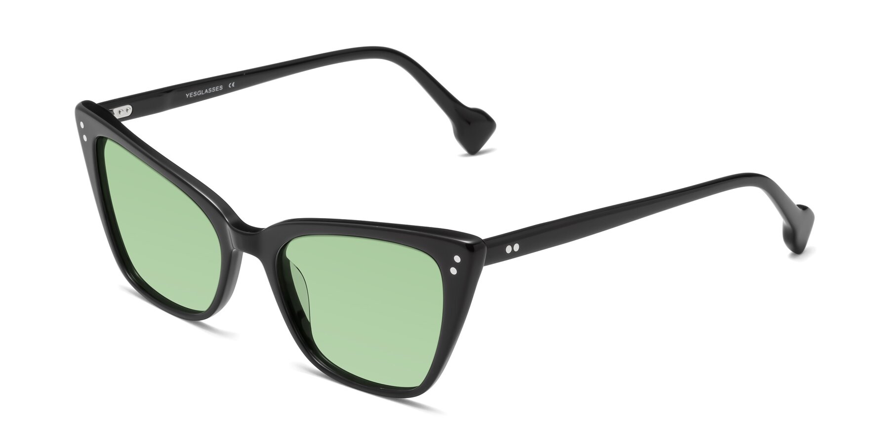 Angle of 1491 in Black with Medium Green Tinted Lenses