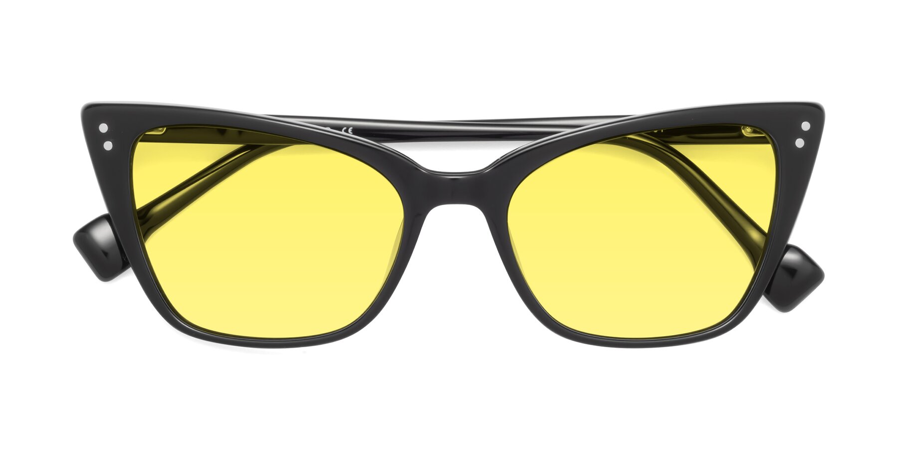 Folded Front of 1491 in Black with Medium Yellow Tinted Lenses