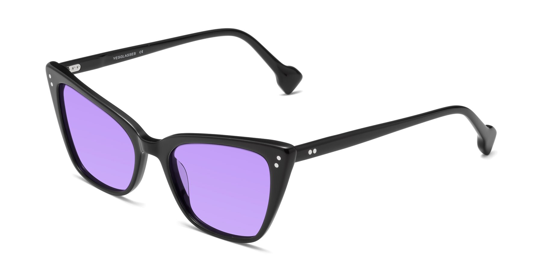 Angle of 1491 in Black with Medium Purple Tinted Lenses