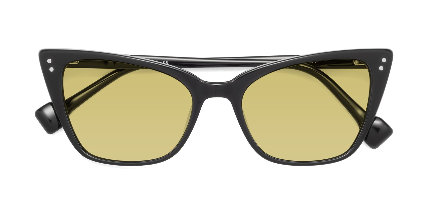 Folded Front of 1491 in Black with Medium Champagne Tinted Lenses