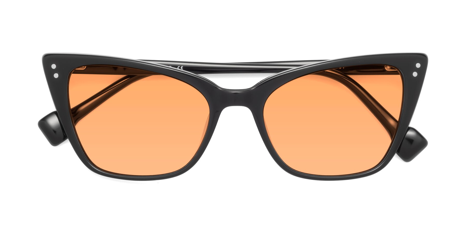 Folded Front of 1491 in Black with Medium Orange Tinted Lenses