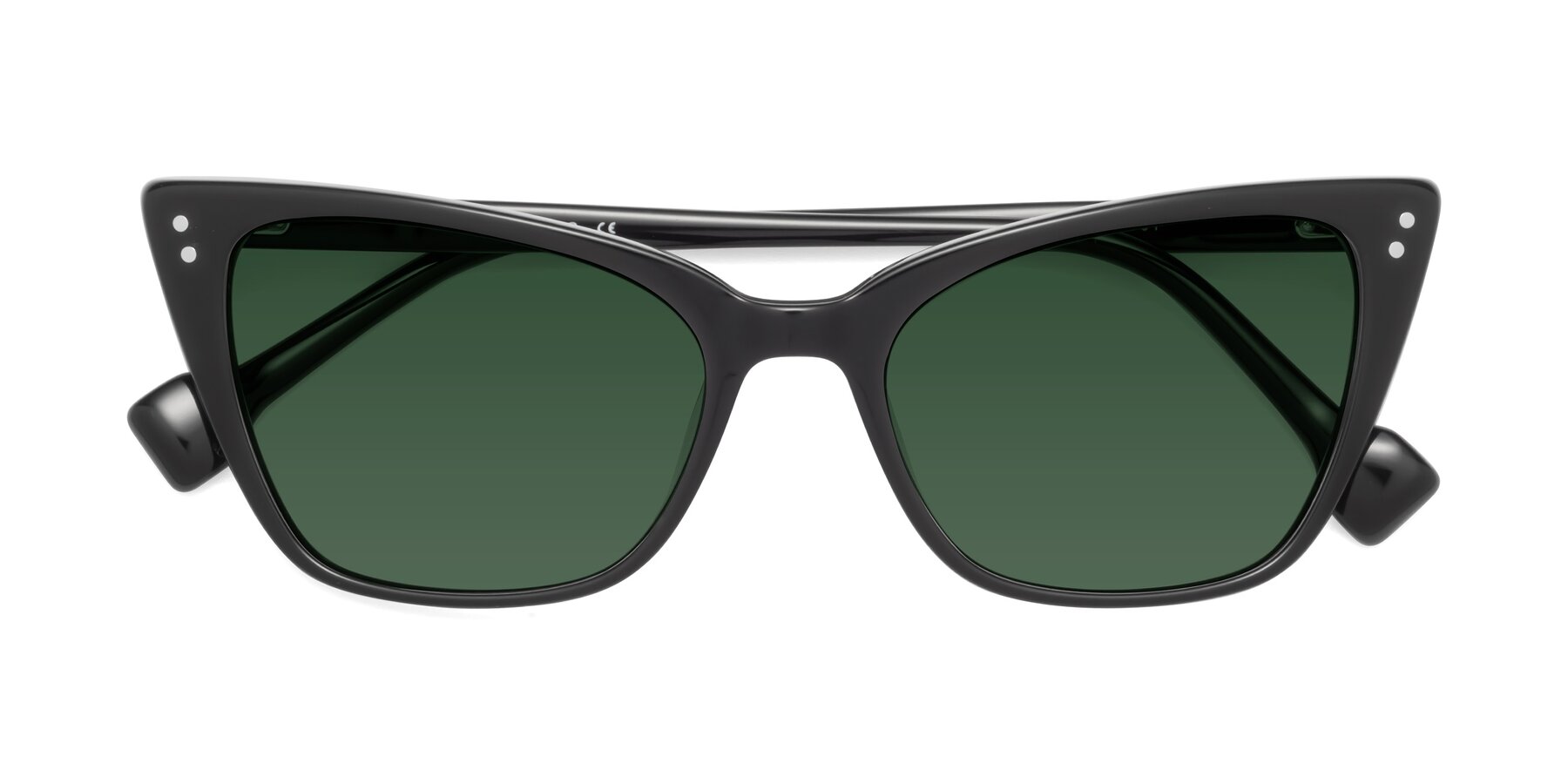 Folded Front of 1491 in Black with Green Tinted Lenses