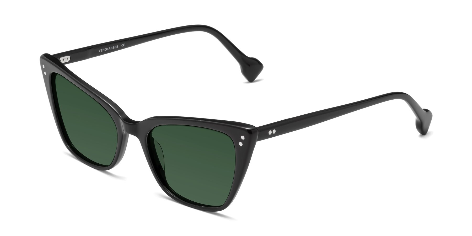 Angle of 1491 in Black with Green Tinted Lenses