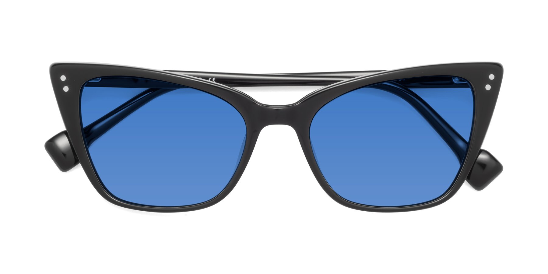 Folded Front of 1491 in Black with Blue Tinted Lenses