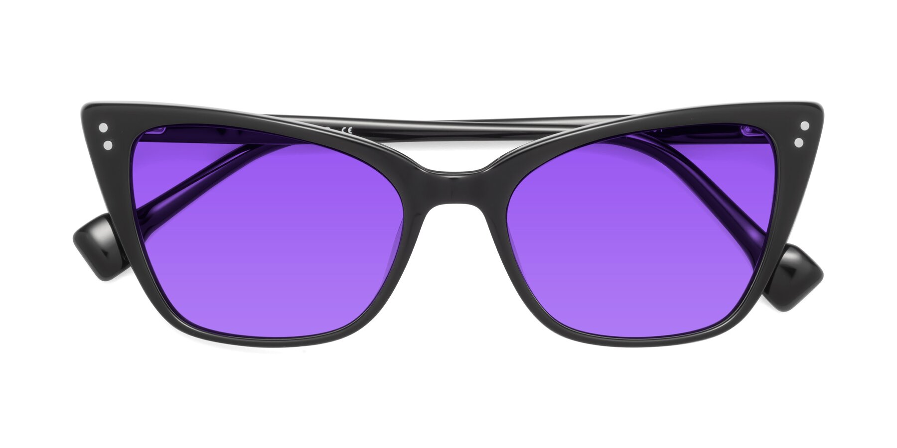 Folded Front of 1491 in Black with Purple Tinted Lenses