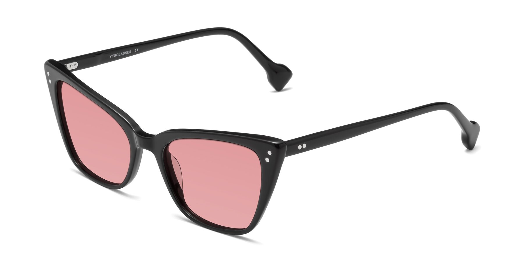 Angle of 1491 in Black with Medium Garnet Tinted Lenses